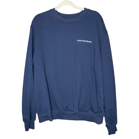 Porter James Sports Crew Neck Spell Out Sweatshirt Size L Oversized Blue - Picture 1 of 4